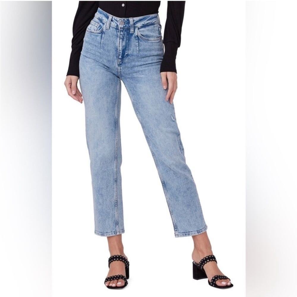 Paige Women's Sarah Straight Ankle Denim Jeans Stretch Distressed Size 25 Blue